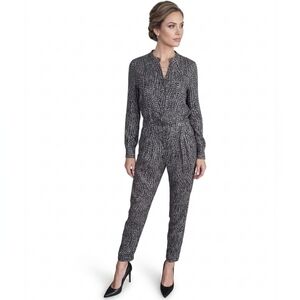 Halston‎ Heritage Roll Tab Sleeves Cargo Utility Jumpsuit in size Zero